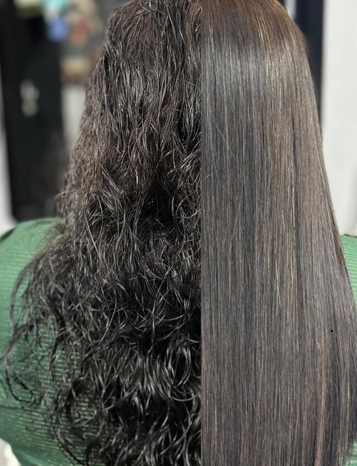 Keratin smoothing treatment before and after, styled by ShearPerfection Hair Salon
